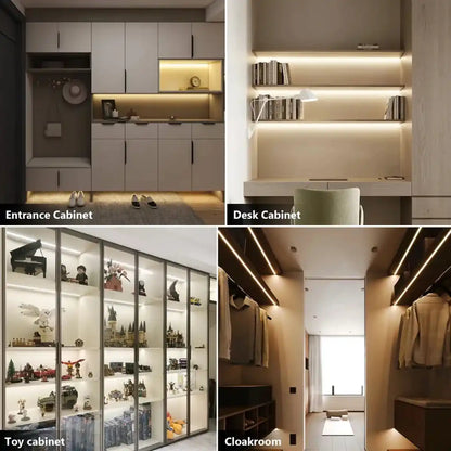 Under Cabinet COB LED Strip Light Kit - Hidden Touch Sensor, US & EU Plug Options