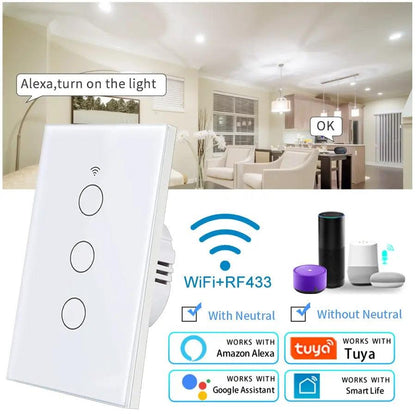 Tuya WiFi Smart Light Switch Wall Touch Switch - Lumaz