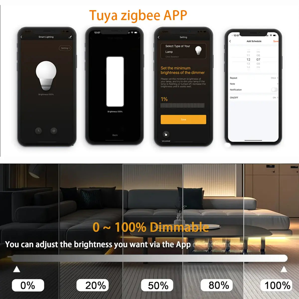 Tuya Zigbee 3.0 COB LED-Lichtleiste – 5V USB, dimmbar 320 LEDs/m, kompatibel mit Alexa Google