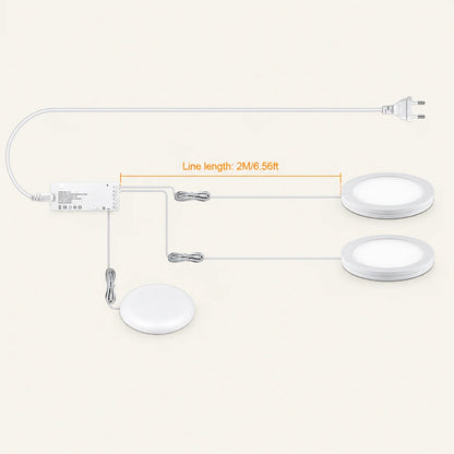 Ultra-Thin LED Puck Light Kit for Under Cabinet - Hidden Touch Sensor, Aluminum