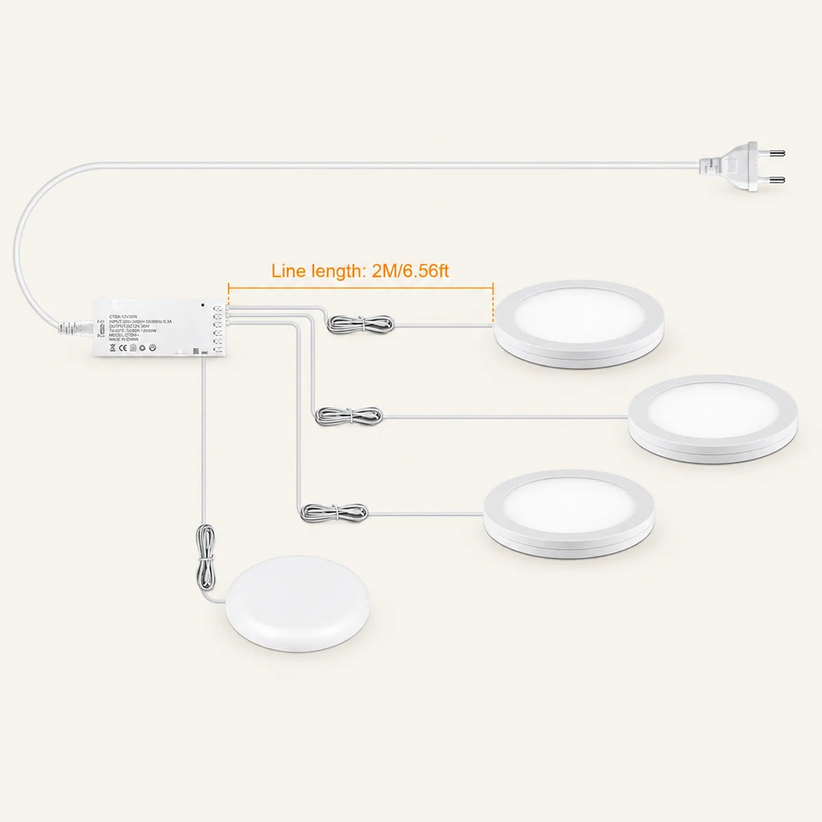 Ultra-Thin LED Puck Light Kit for Under Cabinet - Hidden Touch Sensor, Aluminum