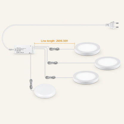 Ultra-Thin LED Puck Light Kit for Under Cabinet - Hidden Touch Sensor, Aluminum