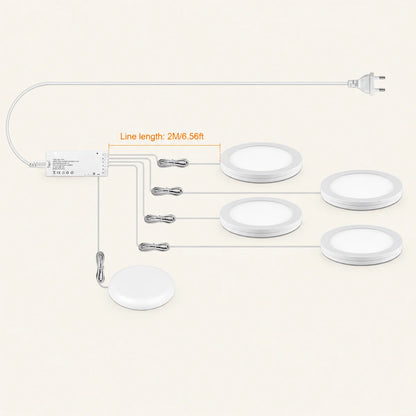 Ultra-Thin LED Puck Light Kit for Under Cabinet - Hidden Touch Sensor, Aluminum