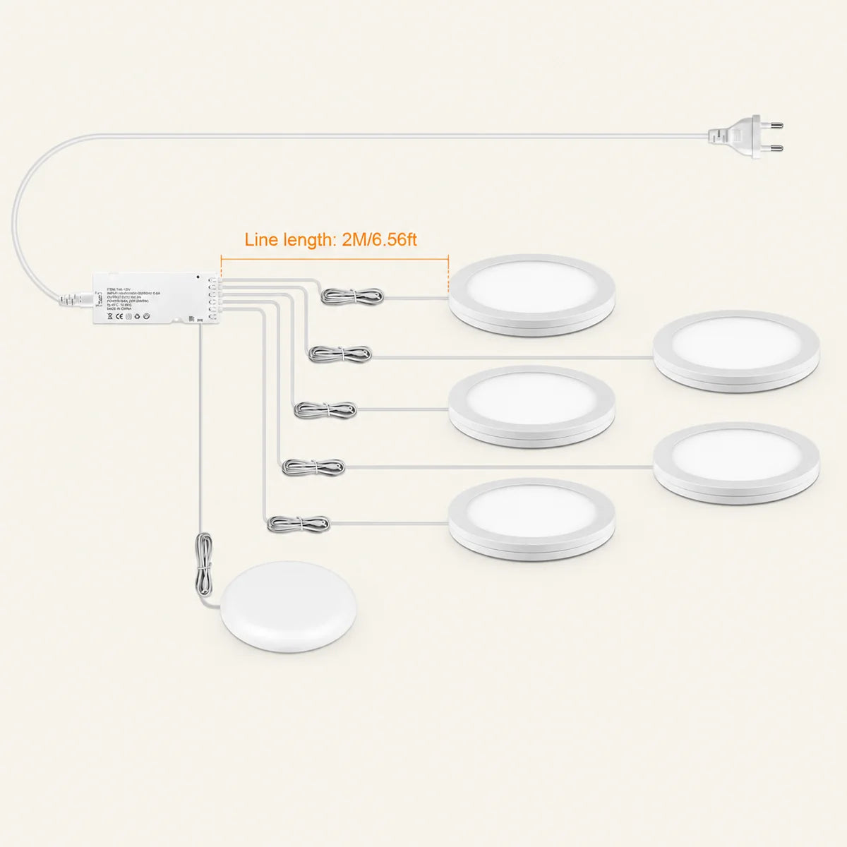 Ultra-Thin LED Puck Light Kit for Under Cabinet - Hidden Touch Sensor, Aluminum