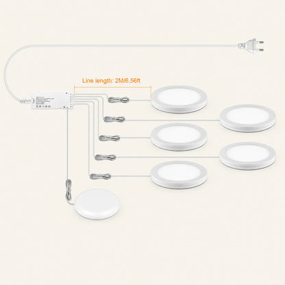 Ultra-Thin LED Puck Light Kit for Under Cabinet - Hidden Touch Sensor, Aluminum