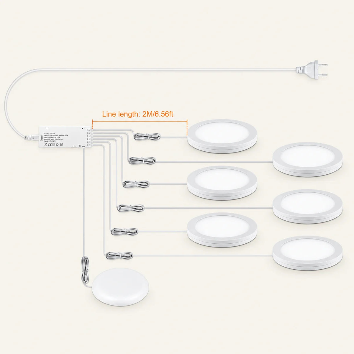 Ultra-Thin LED Puck Light Kit for Under Cabinet - Hidden Touch Sensor, Aluminum