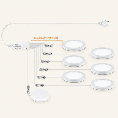 Ultra-Thin LED Puck Light Kit for Under Cabinet - Hidden Touch Sensor, Aluminum
