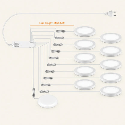 Ultra-Thin LED Puck Light Kit for Under Cabinet - Hidden Touch Sensor, Aluminum