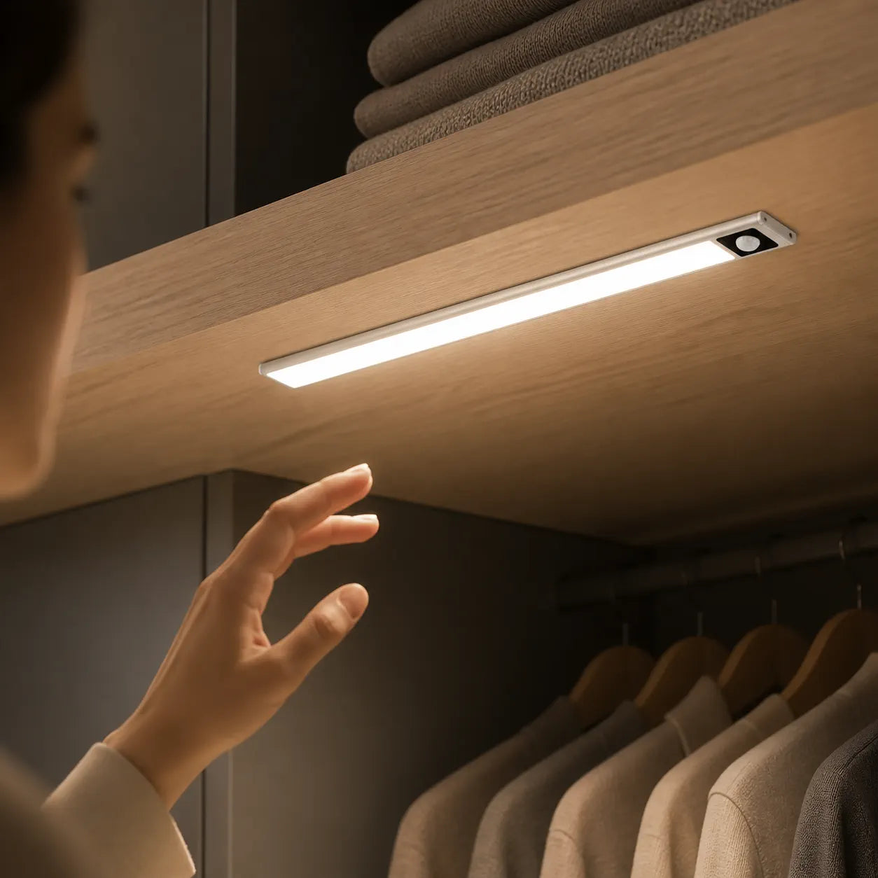 Ultra-Thin Under Cabinet LED Light Bar - USB Rechargeable, Smart Sensor