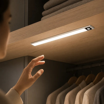 Ultra-Thin Under Cabinet LED Light Bar - USB Rechargeable, Smart Sensor