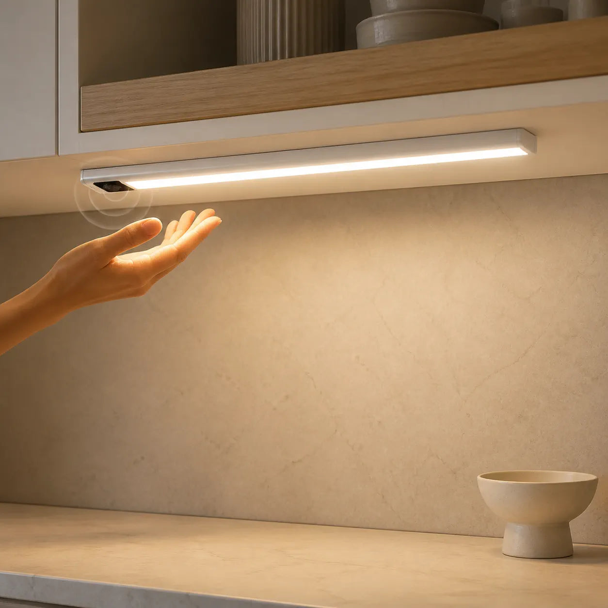 Ultra-Thin Under Cabinet LED Light Bar - USB Rechargeable, Smart Sensor