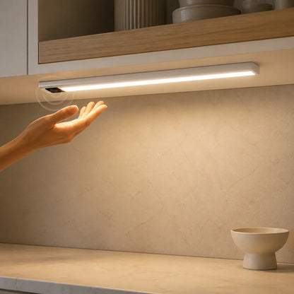 Ultra-Thin Under Cabinet LED Light Bar - USB Rechargeable, Smart Sensor