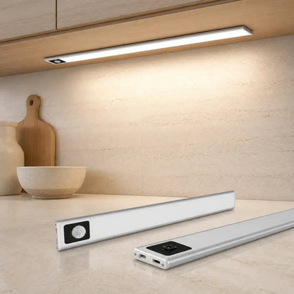 Ultra-Thin Under Cabinet LED Light Bar - USB Rechargeable, Smart Sensor