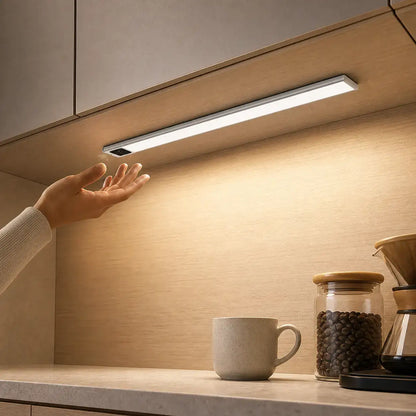 Ultra-Thin Under Cabinet LED Light Bar - USB Rechargeable, Smart Sensor