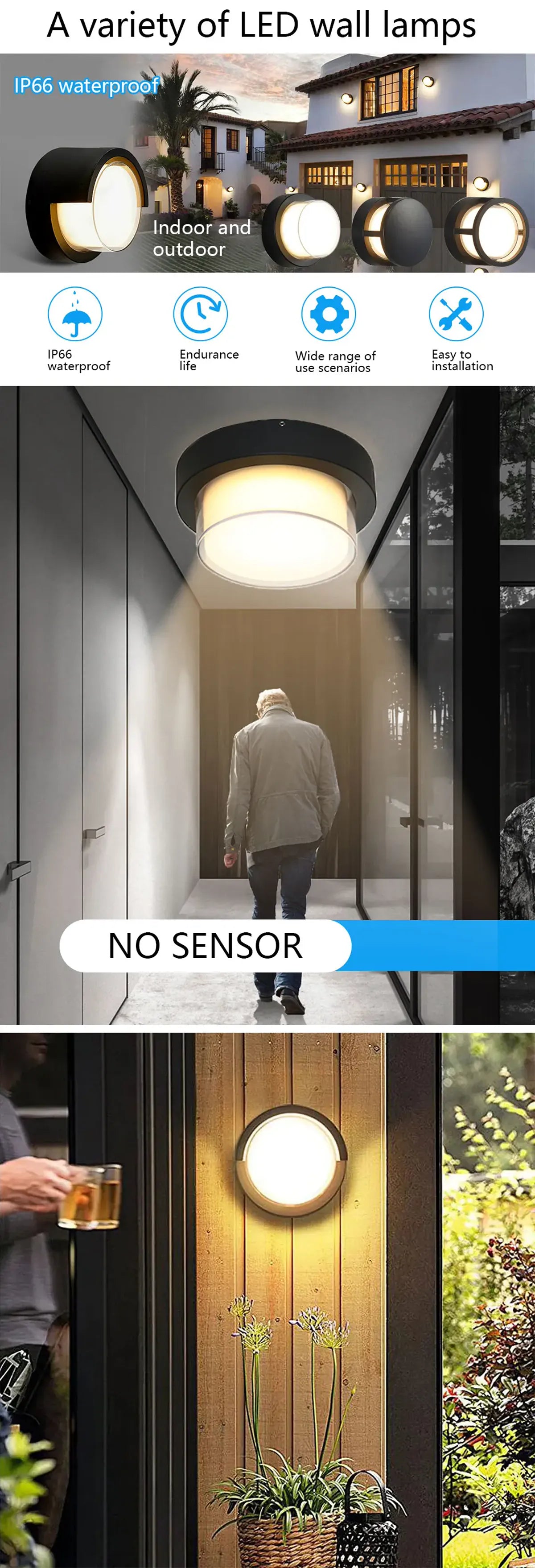 Ultrahelle, wasserdichte Wandleuchten für kreative Heim- und Außenbeleuchtung – LED-Lampen für die Wanddekoration