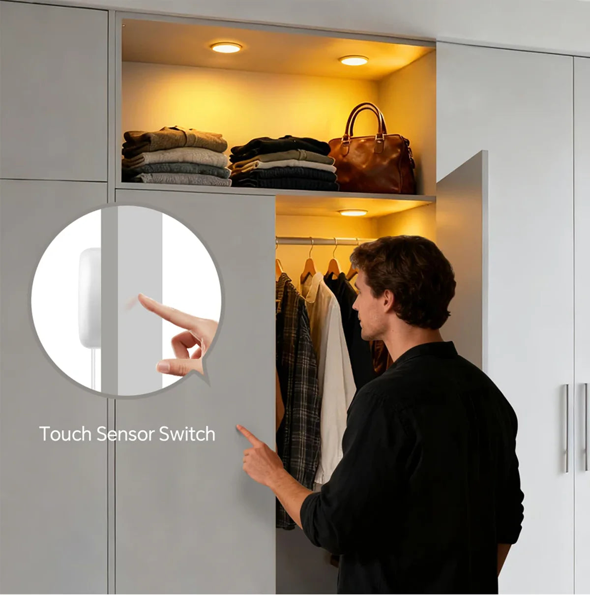 Ultra-Thin LED Puck Light Kit for Under Cabinet - Hidden Touch Sensor, Aluminum
