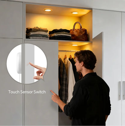 Ultra-Thin LED Puck Light Kit for Under Cabinet - Hidden Touch Sensor, Aluminum