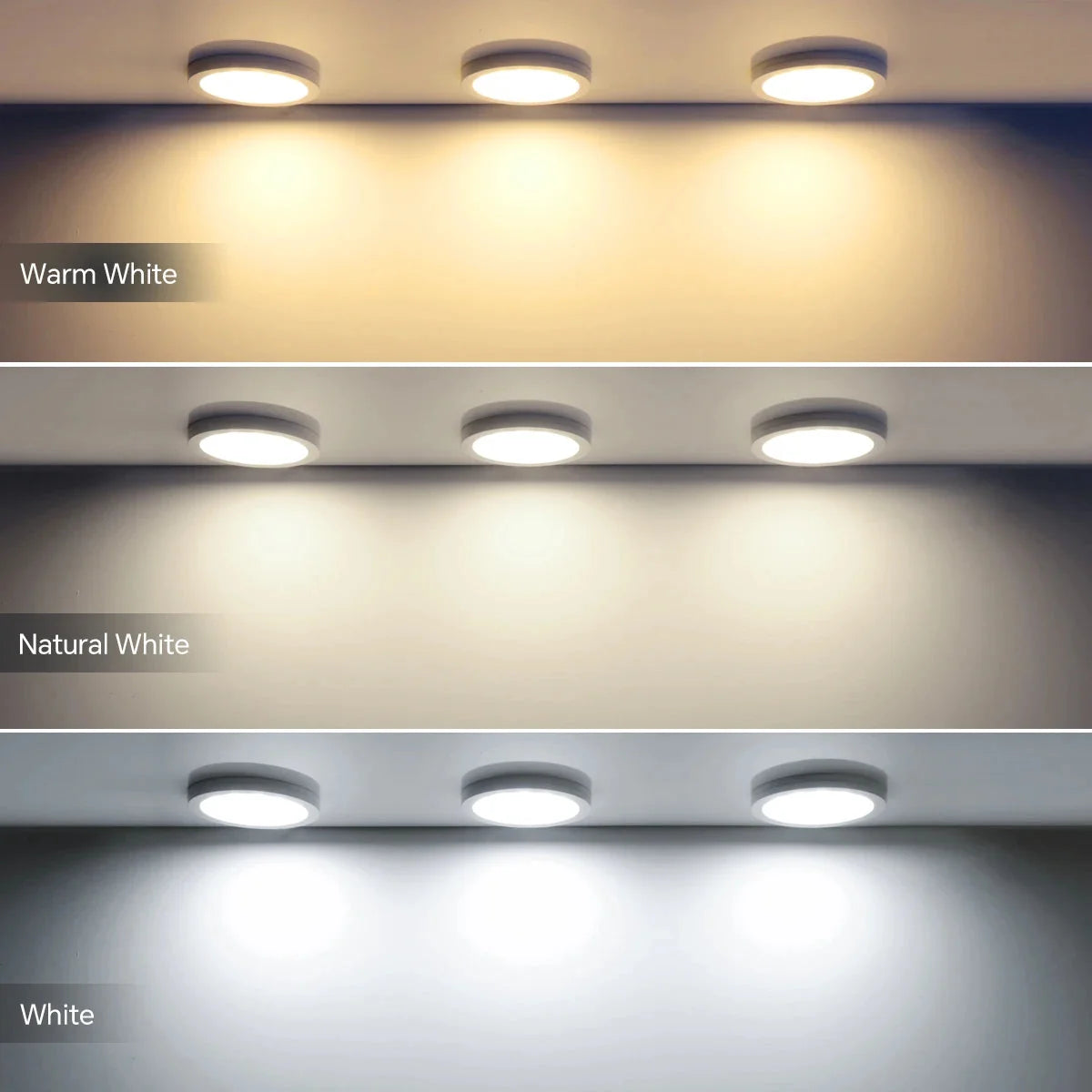 Ultra-Thin LED Puck Light Kit for Under Cabinet - Hidden Touch Sensor, Aluminum
