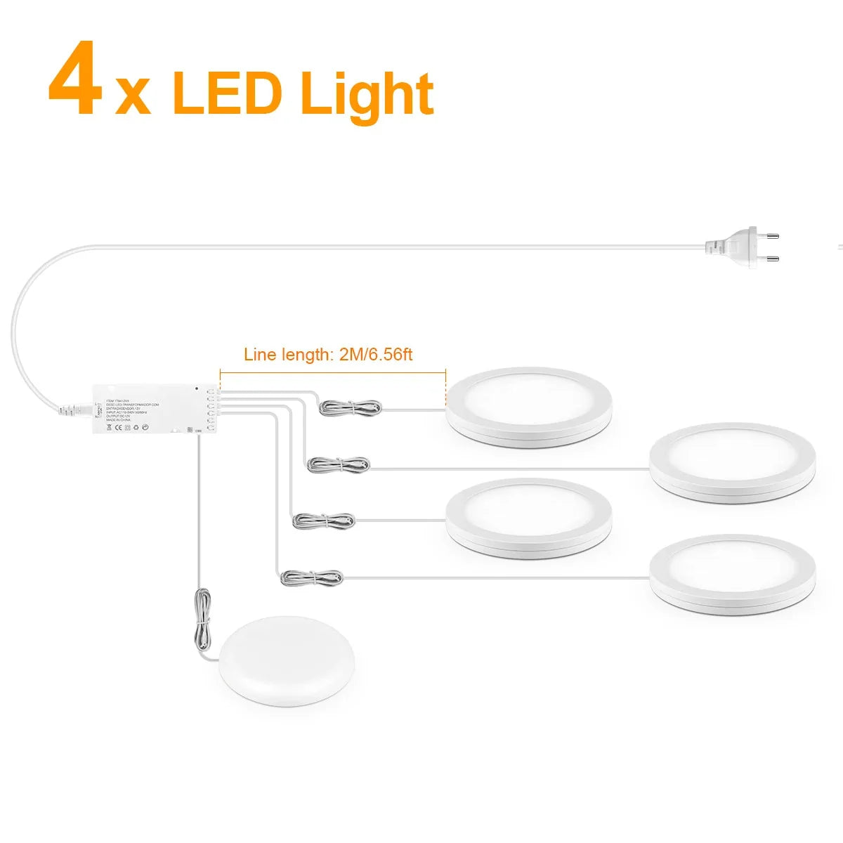 Ultra-Thin LED Puck Light Kit for Under Cabinet - Hidden Touch Sensor, Aluminum
