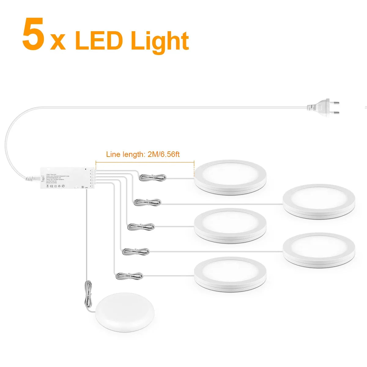 Ultra-Thin LED Puck Light Kit for Under Cabinet - Hidden Touch Sensor, Aluminum