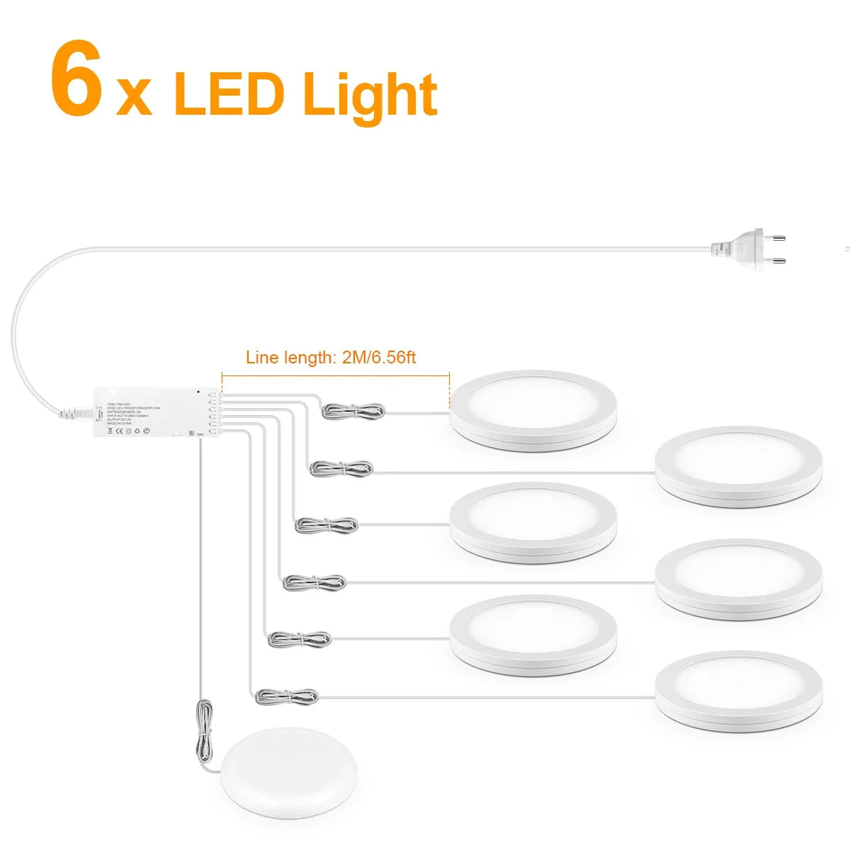 Ultra-Thin LED Puck Light Kit for Under Cabinet - Hidden Touch Sensor, Aluminum