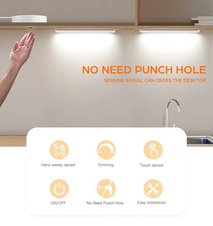 Ultra-thin Touch Sensor Under  Cabinet LED Light Bar for Kitchen Wardrobe Lighting