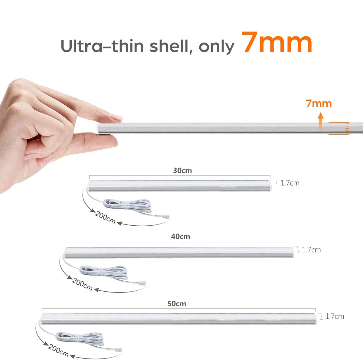 Ultra-thin Touch Sensor Under  Cabinet LED Light Bar for Kitchen Wardrobe Lighting