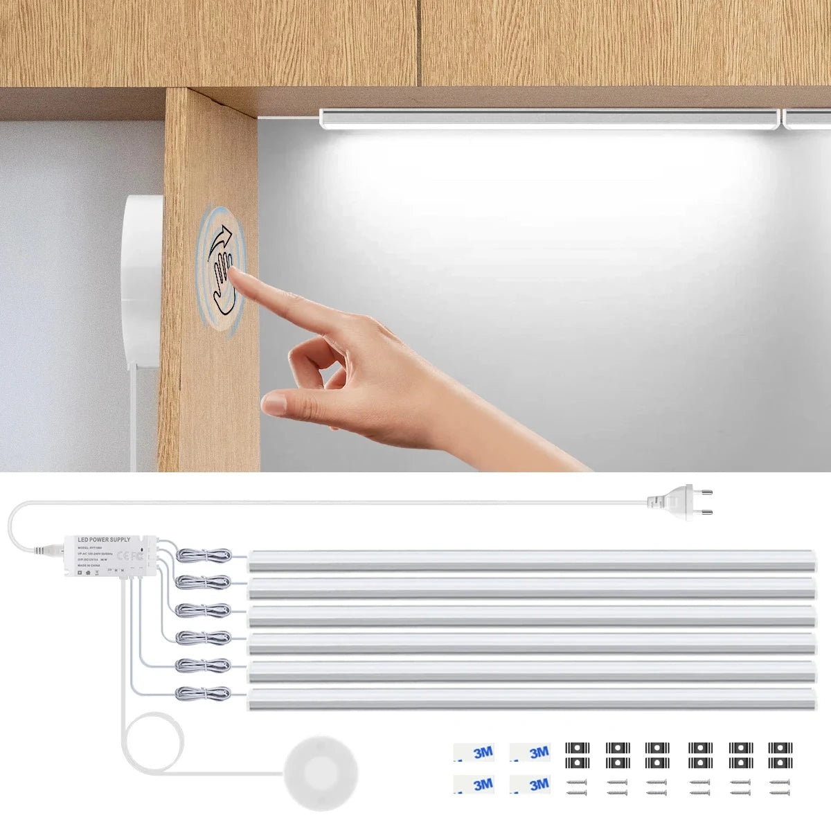 Ultra-thin Touch Sensor Under  Cabinet LED Light Bar for Kitchen Wardrobe Lighting