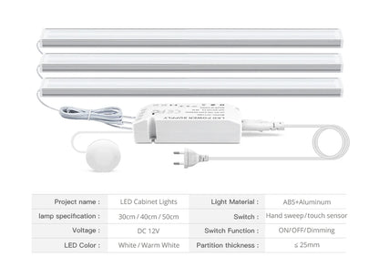 Ultra-thin Touch Sensor Under  Cabinet LED Light Bar for Kitchen Wardrobe Lighting