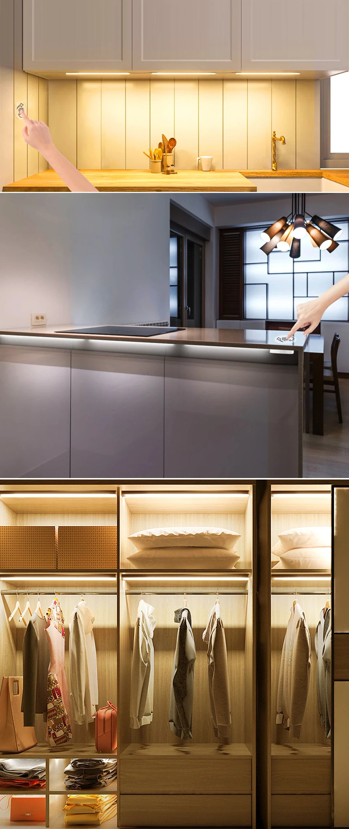 Ultra-thin Touch Sensor Under  Cabinet LED Light Bar for Kitchen Wardrobe Lighting