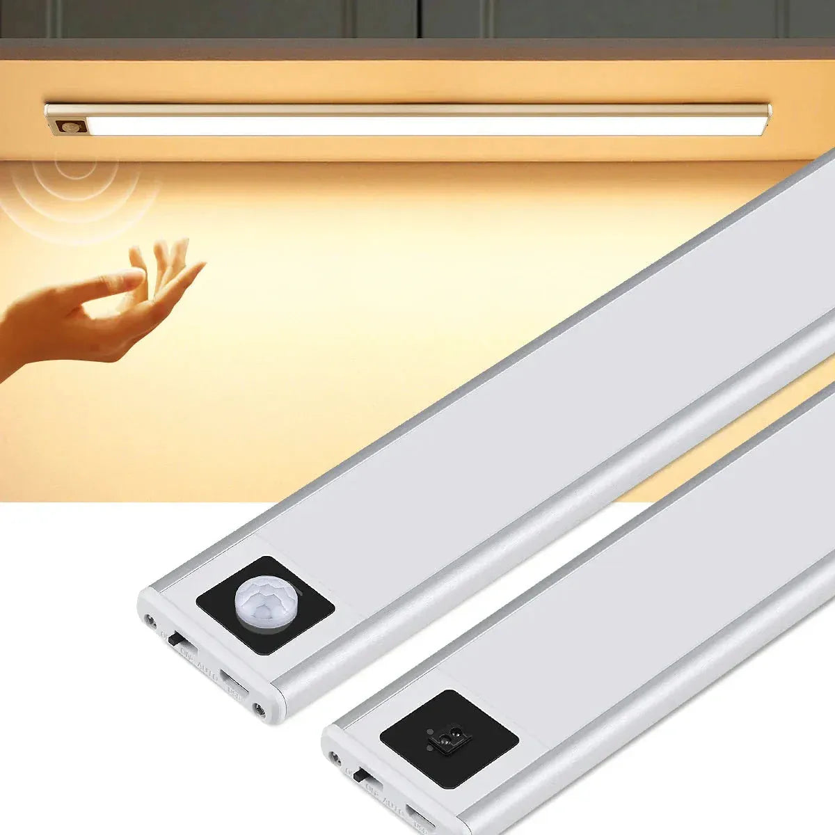 Ultra-Thin Under Cabinet LED Light Bar - USB Rechargeable, Smart Sensor