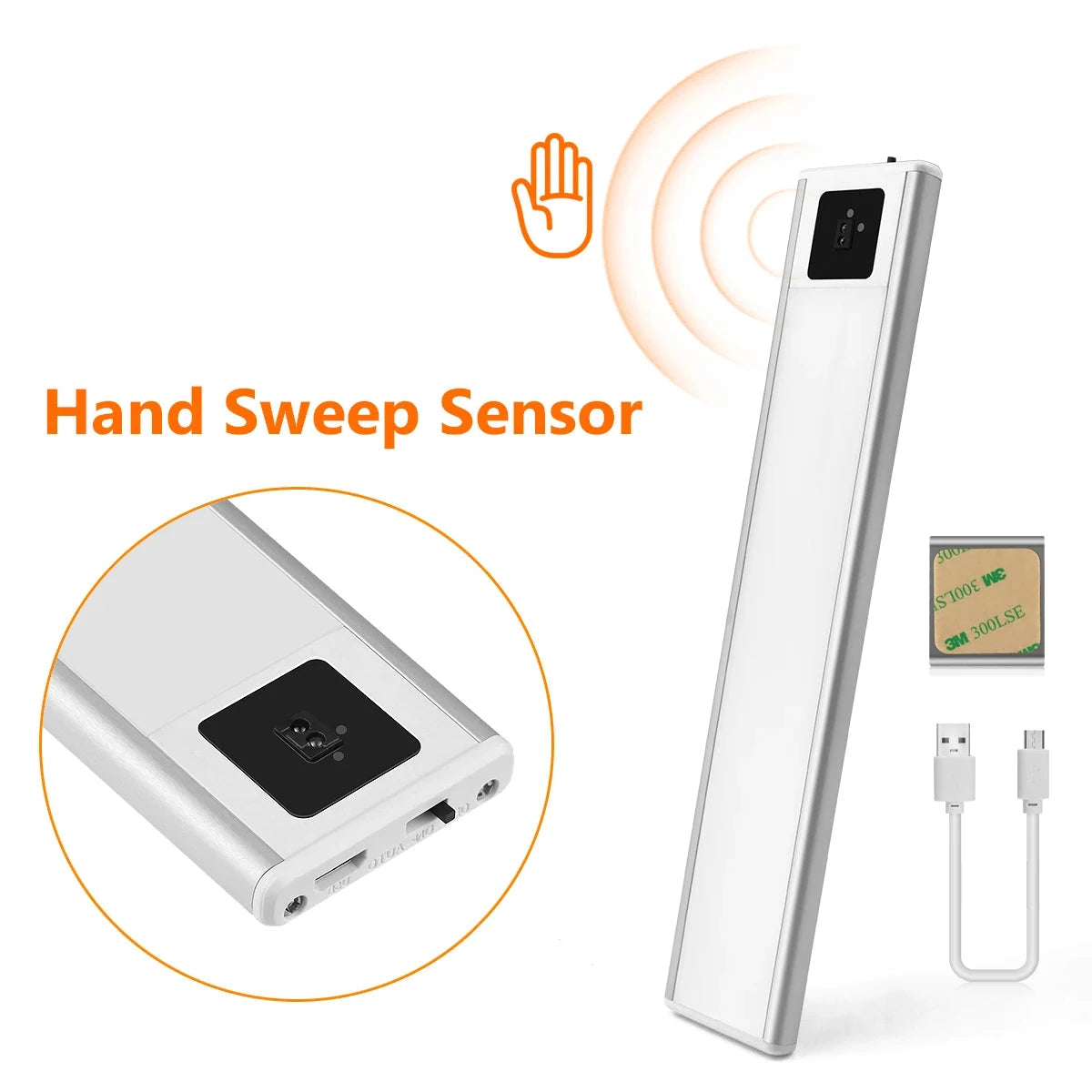 Ultra-thin 5V USB Under Cabinet LED Light Bar Rechargeable Smart Sensor for Kitchen Cabinet
