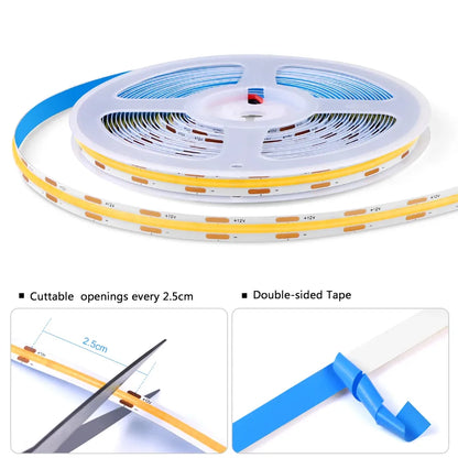 Under Cabinet COB LED Strip Light with Touch Sensor Dimmable For Bedroom Kitchen