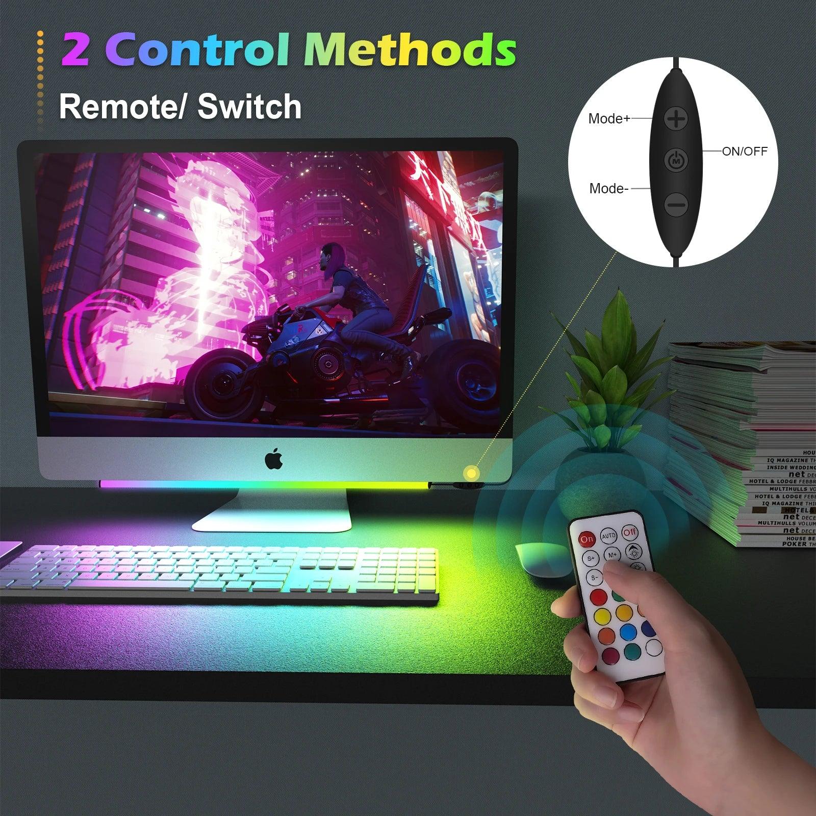 USB Ambient Gaming Lights,LED Light Bar with Remote Control for Under Monitor - Lumaz