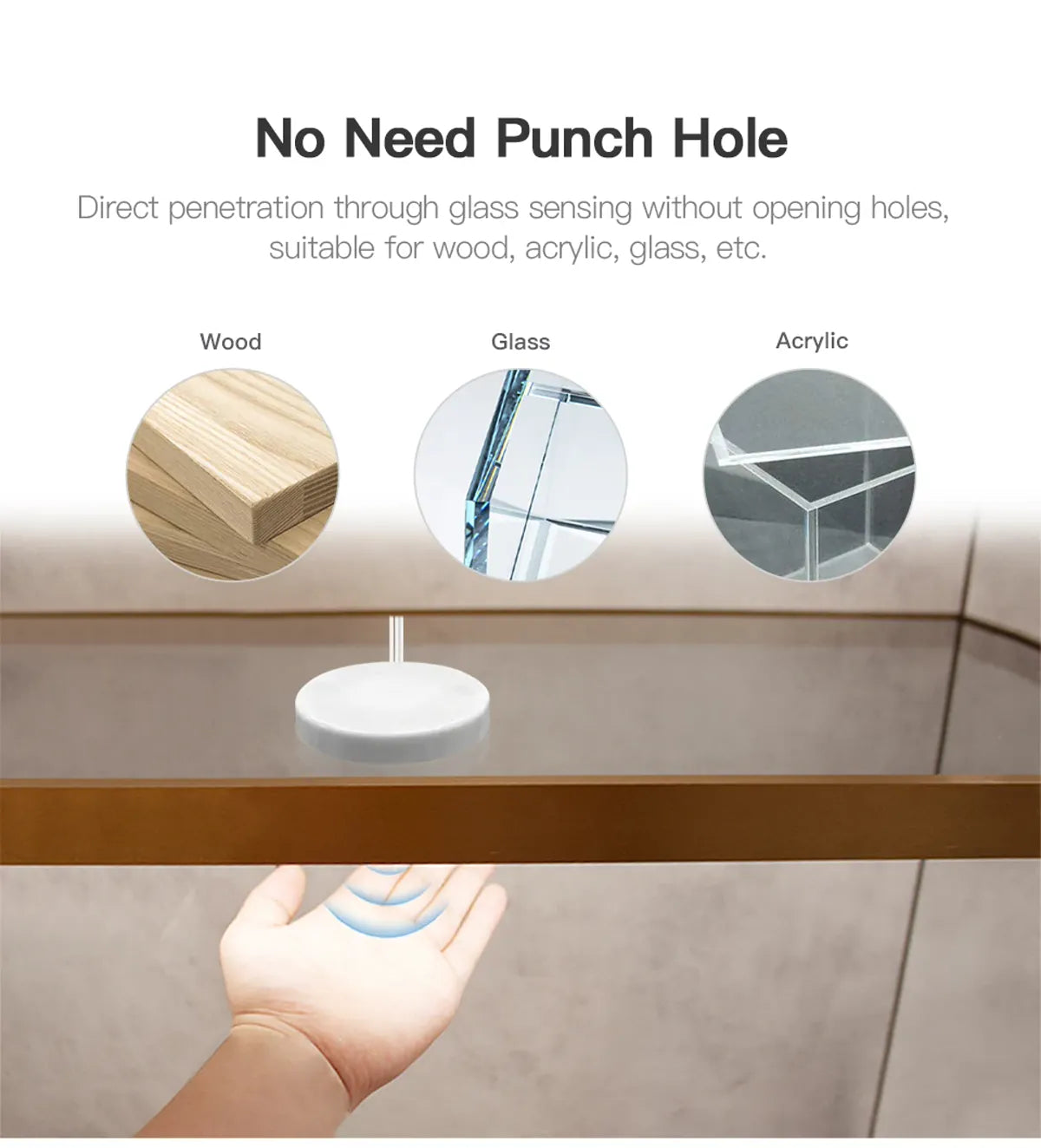 USB LED Under Cabinet Light COB Strip Dimmable Penetrable Wood Hand Scan Touch Switch