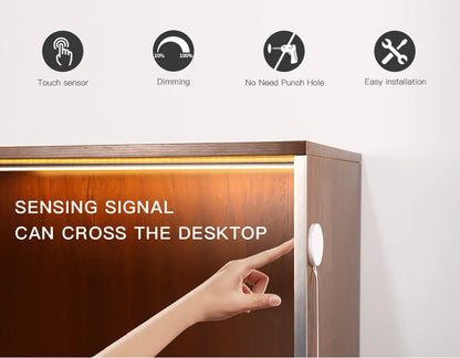 USB LED Under Cabinet Light COB Strip Dimmable Penetrable Wood Hand Scan Touch Switch