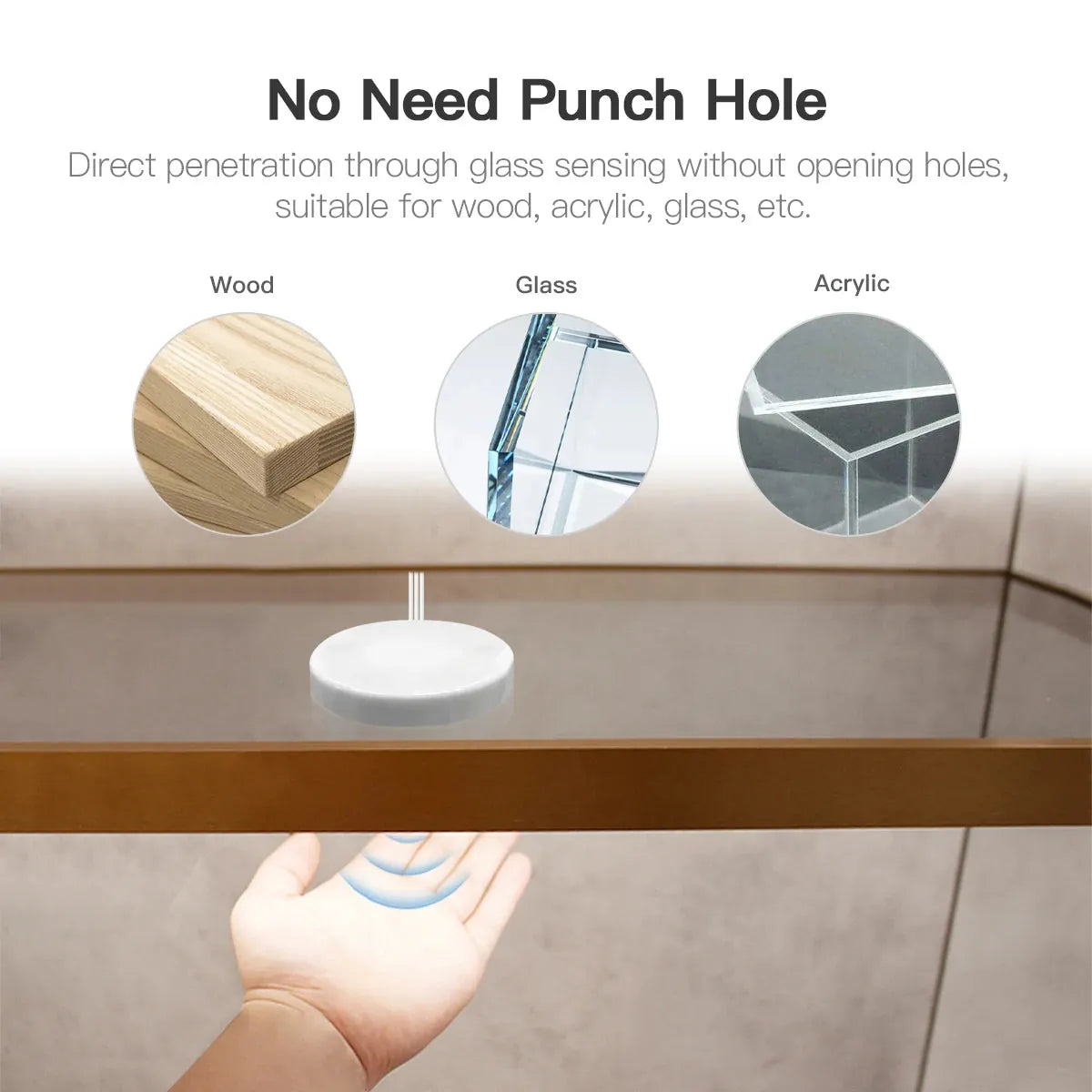 USB LED Under Cabinet Light COB Strip Dimmable Penetrable Wood Hand Scan Touch Switch