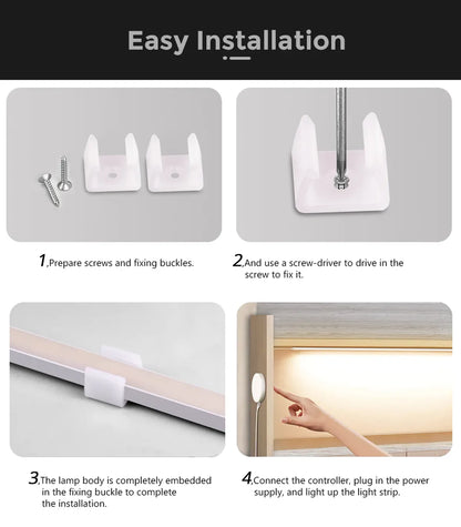USB LED Under Cabinet Light COB Strip Dimmable Penetrable Wood Hand Scan Touch Switch