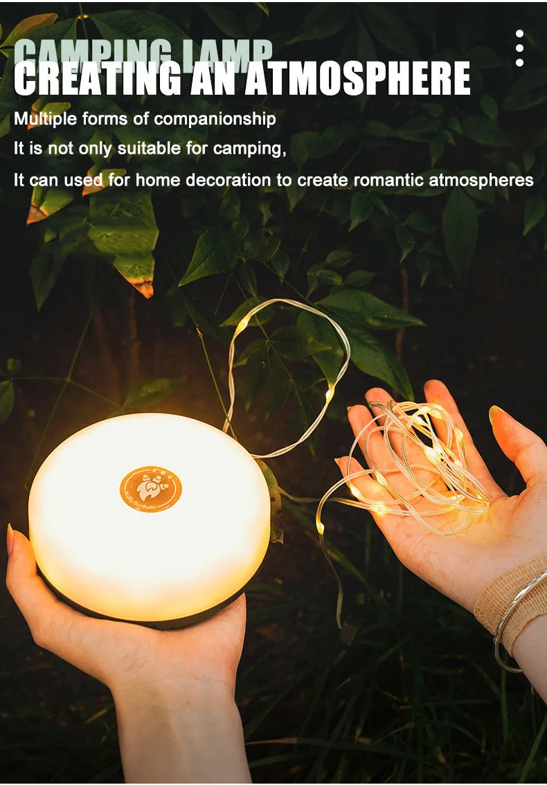 USB Rechargeable Camping Light 10meter Outdoor Tent String Light RGB Atmosphere Light with Magnet Hook - Lumaz