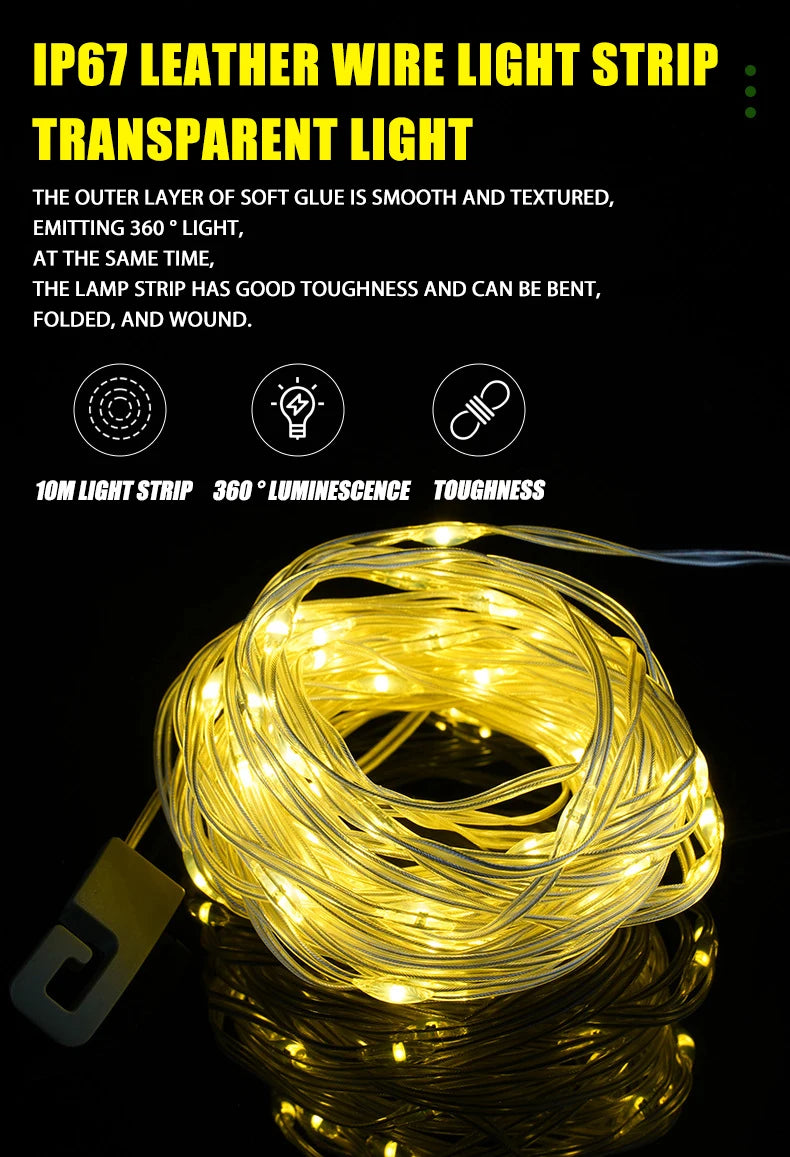 USB Rechargeable Camping Light 10meter Outdoor Tent String Light RGB Atmosphere Light with Magnet Hook - Lumaz