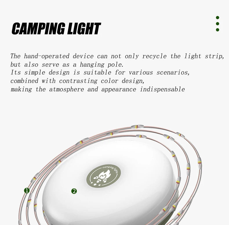 USB Rechargeable Camping Light 10meter Outdoor Tent String Light RGB Atmosphere Light with Magnet Hook - Lumaz