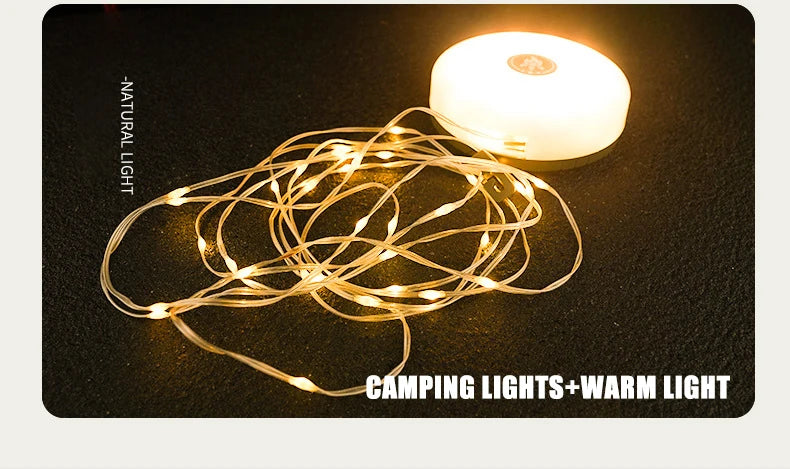 USB Rechargeable Camping Light 10meter Outdoor Tent String Light RGB Atmosphere Light with Magnet Hook - Lumaz