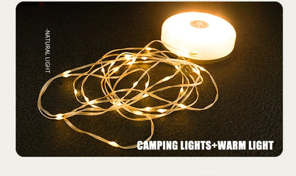 USB Rechargeable Camping Light 10meter Outdoor Tent String Light RGB Atmosphere Light with Magnet Hook - Lumaz