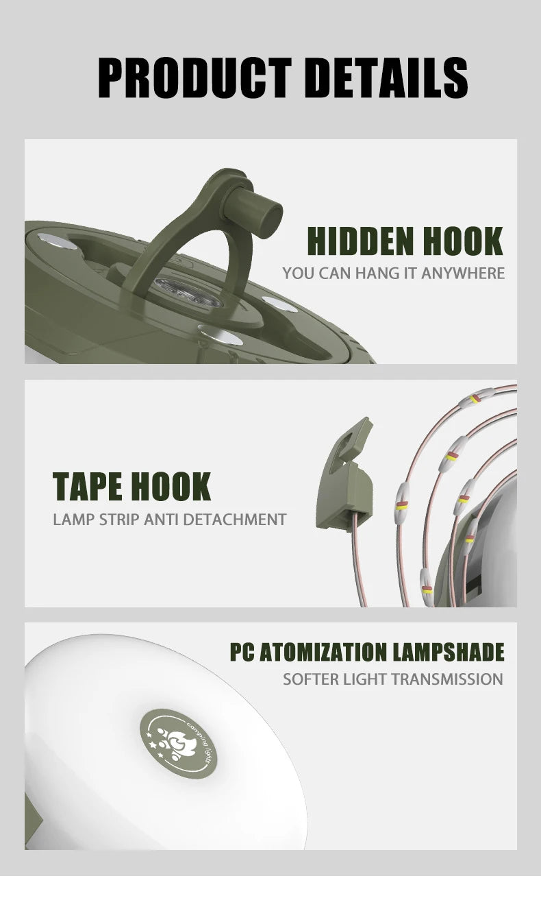 Camping String Lights 4 in 1 Outdoor String Lights with 8 Lighting Camping String Lights 4 in 1 Outdoor String Lights with 8 Lighting