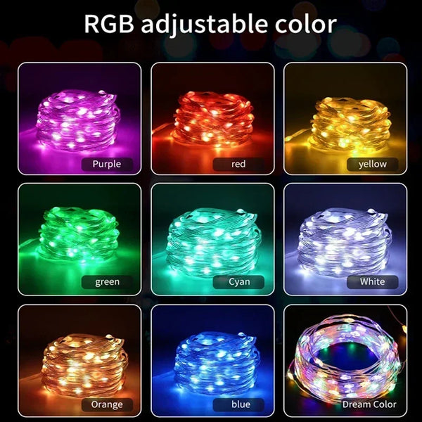 Guirlande lumineuse LED intelligente RGBIC USB pour sapin de Noël, couleurs oniriques et musique, étanche - Lumaz