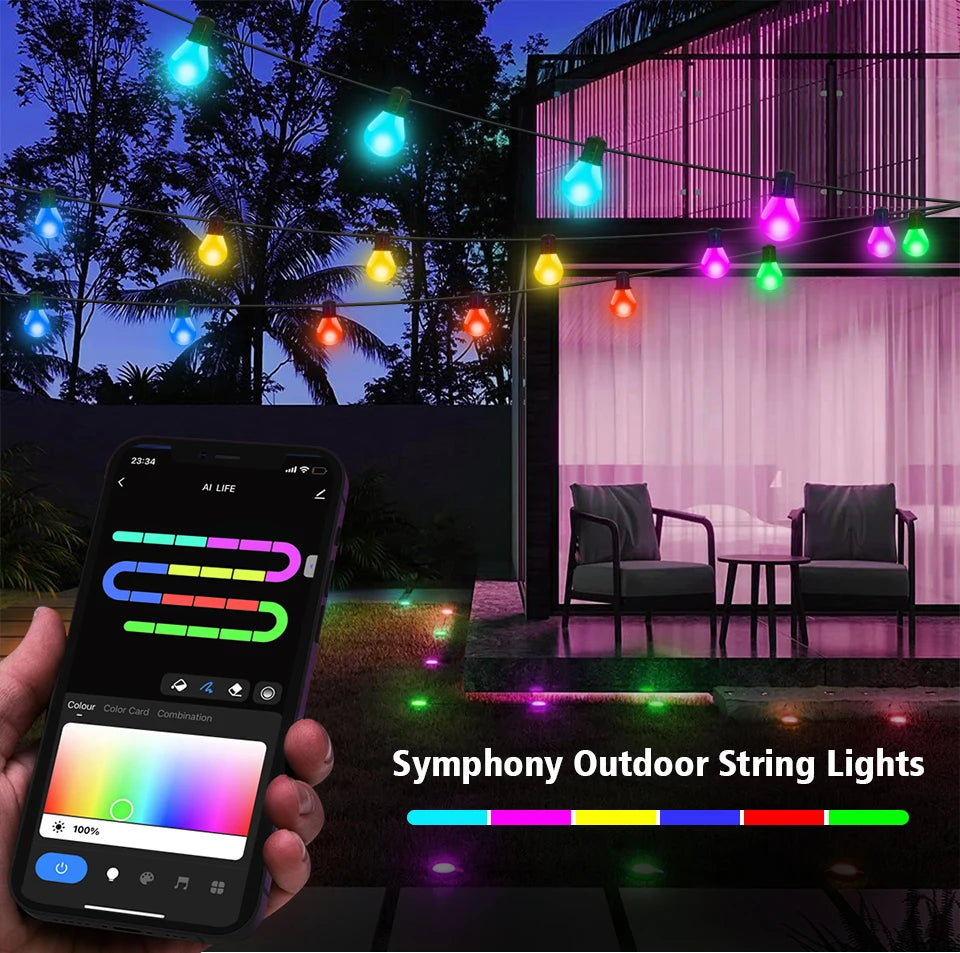 USB Smart G40 LED Bulb String Light 15M 25 Blubs Christmas Lights - Lumaz