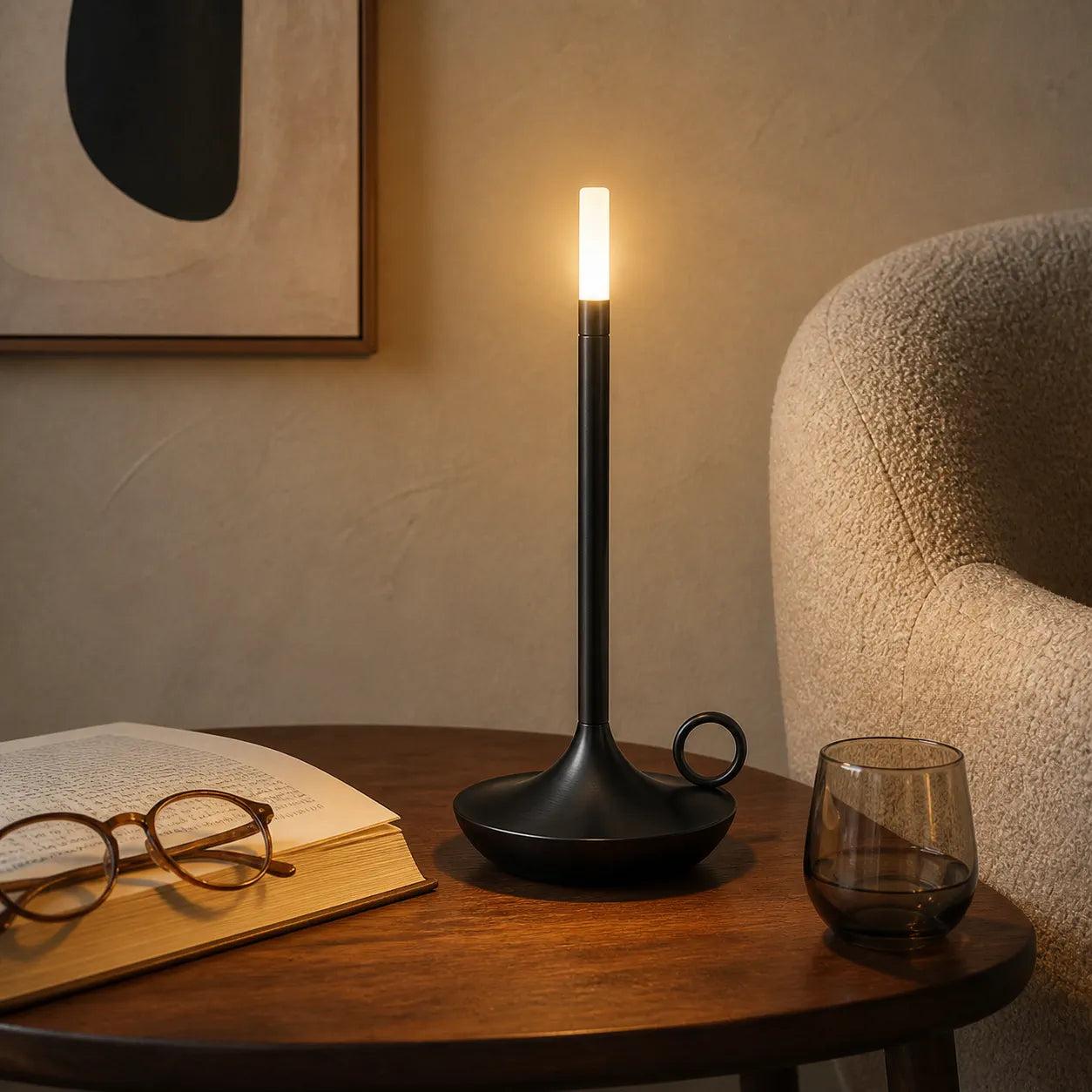 Vintage Candlelight LED Table Lamp - Touch Dimming, USB Rechargeable