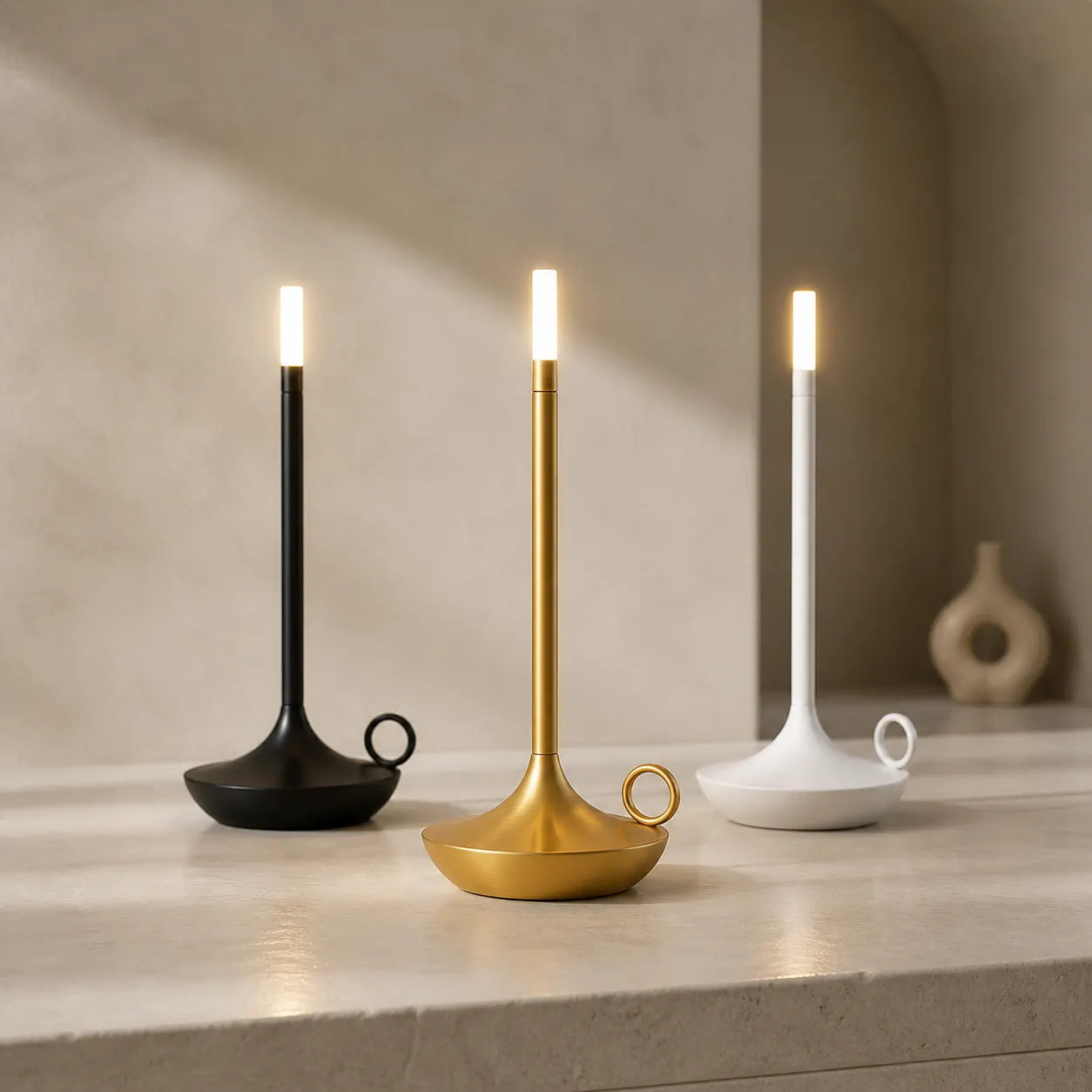 Vintage Candlelight LED Table Lamp - Touch Dimming, USB Rechargeable