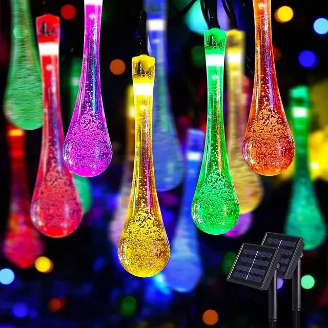 Water droplets Solar Outdoor String Lights, Waterproof For Christmas Decoration - Lumaz