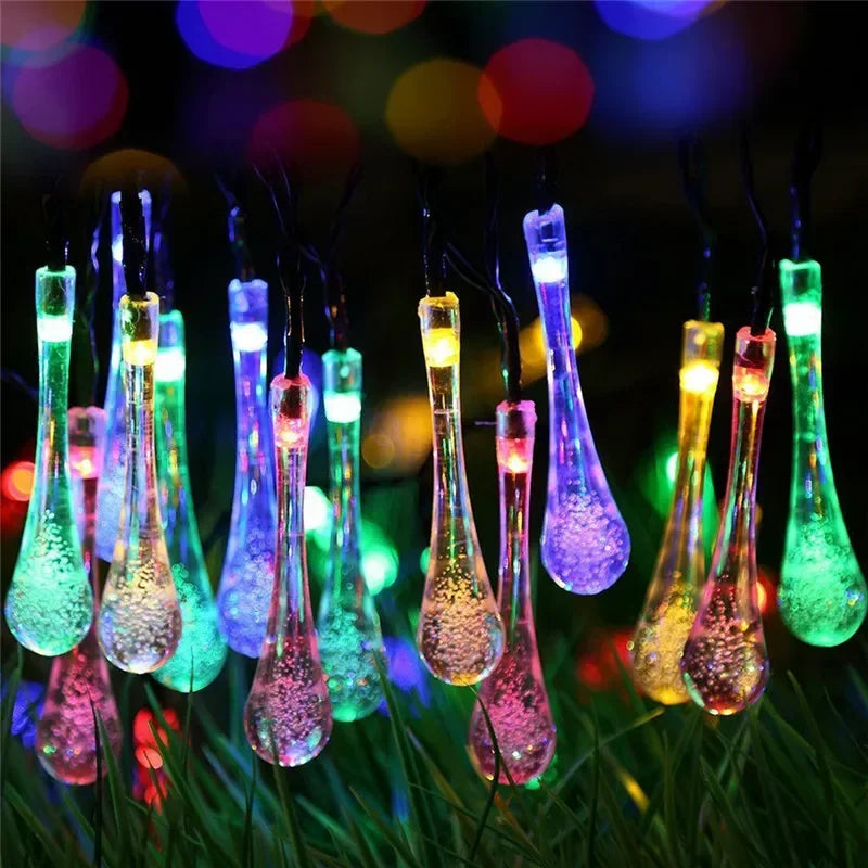 Water droplets Solar Outdoor String Lights, Waterproof For Christmas Decoration - Lumaz